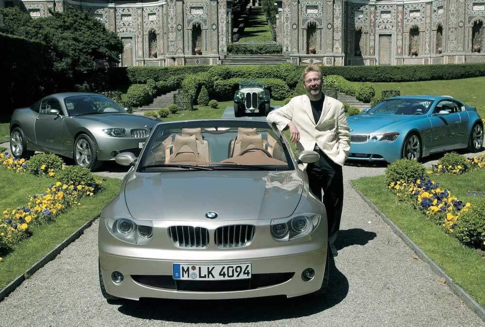 Chris Bangle presenting the BMW Concept Cars CS1, X coupé and Z9 gran turismo in 2002